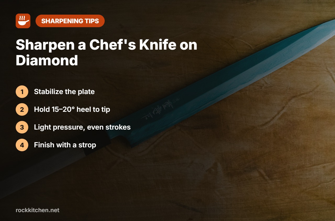 How to sharpen a chef knife on a diamond plate
