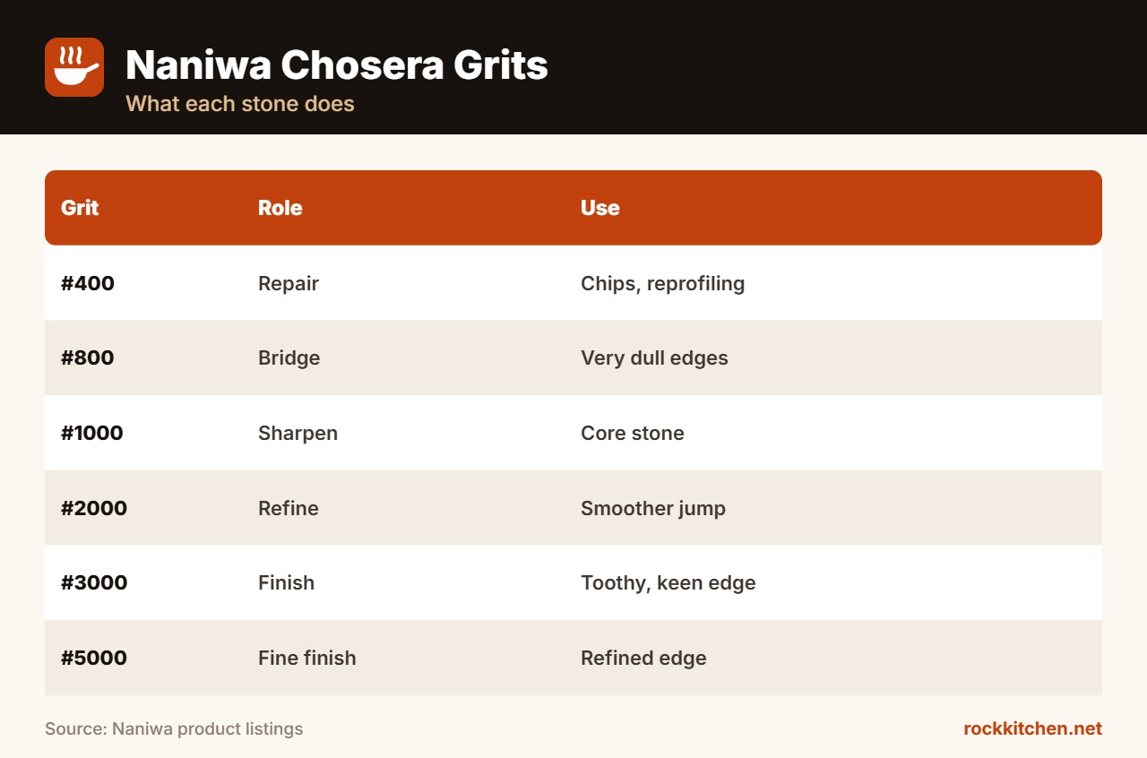 Best Naniwa Chosera grit chart