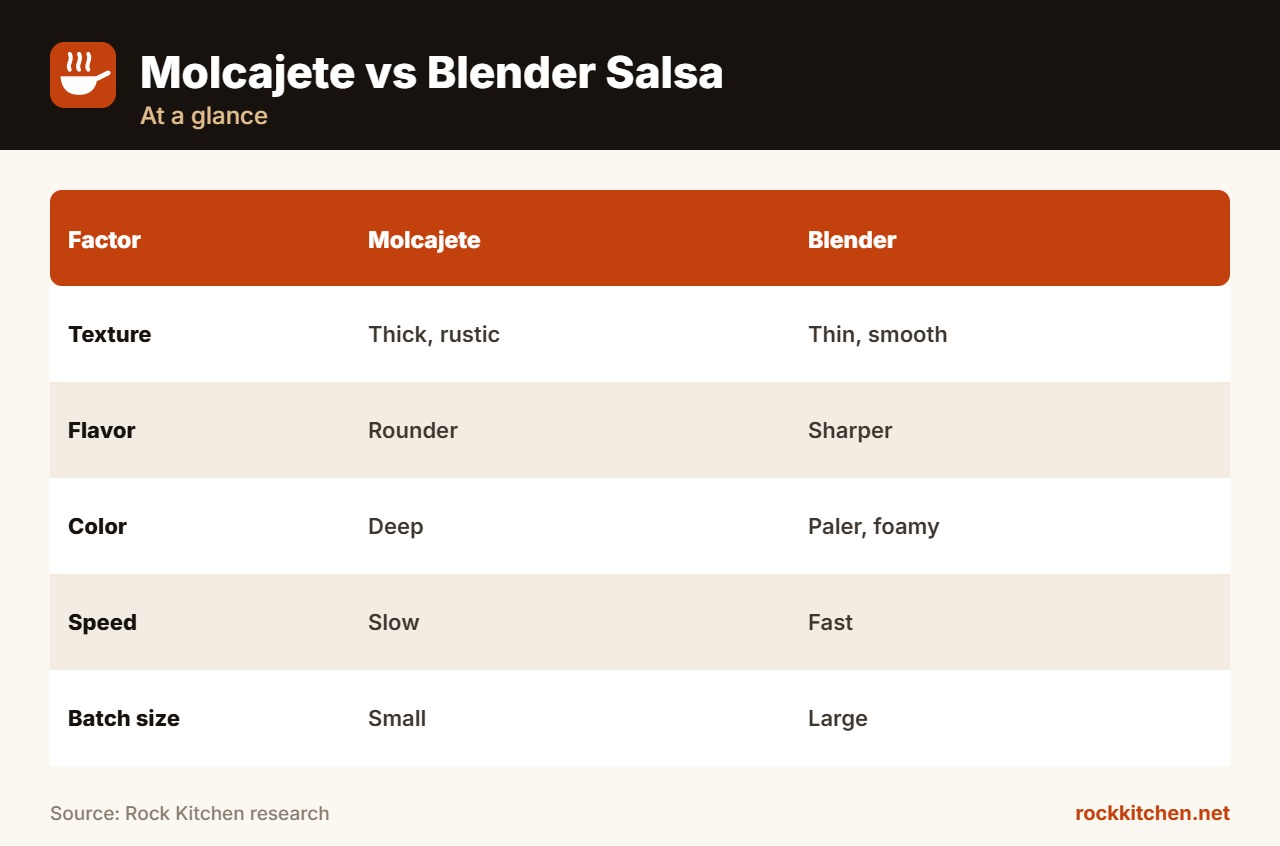 Molcajete vs Blender Salsa at a glance