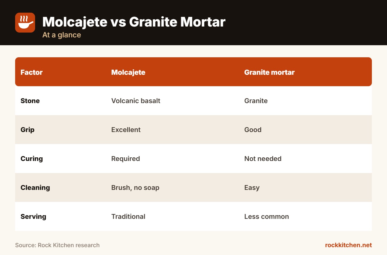 Molcajete vs Granite Mortar at a glance