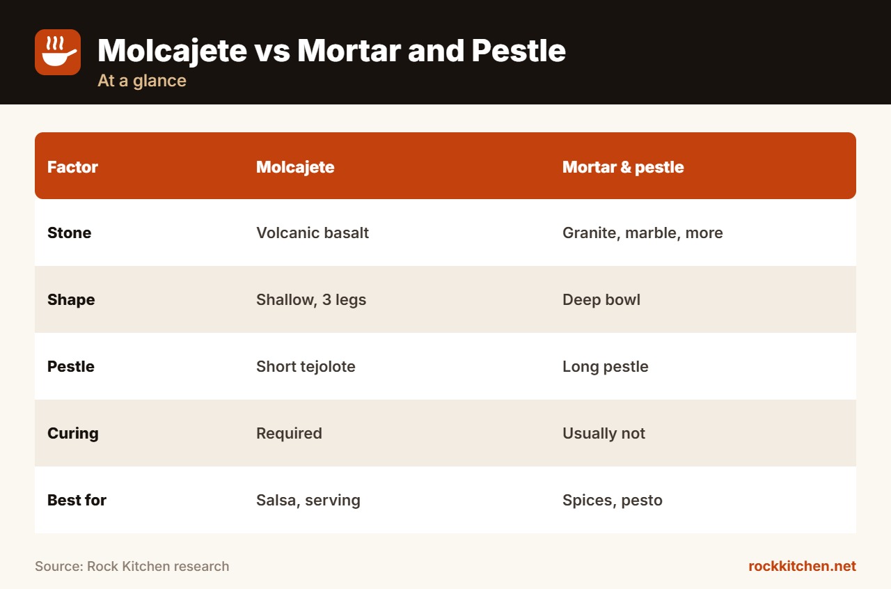 Molcajete vs Mortar and Pestle at a glance