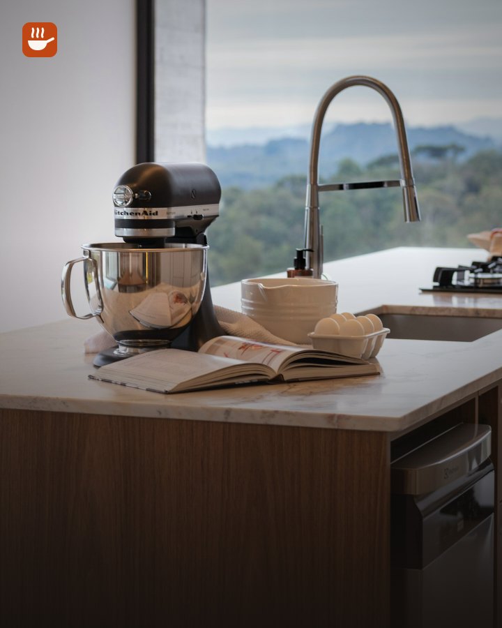 Stand mixer on a kitchen countertop